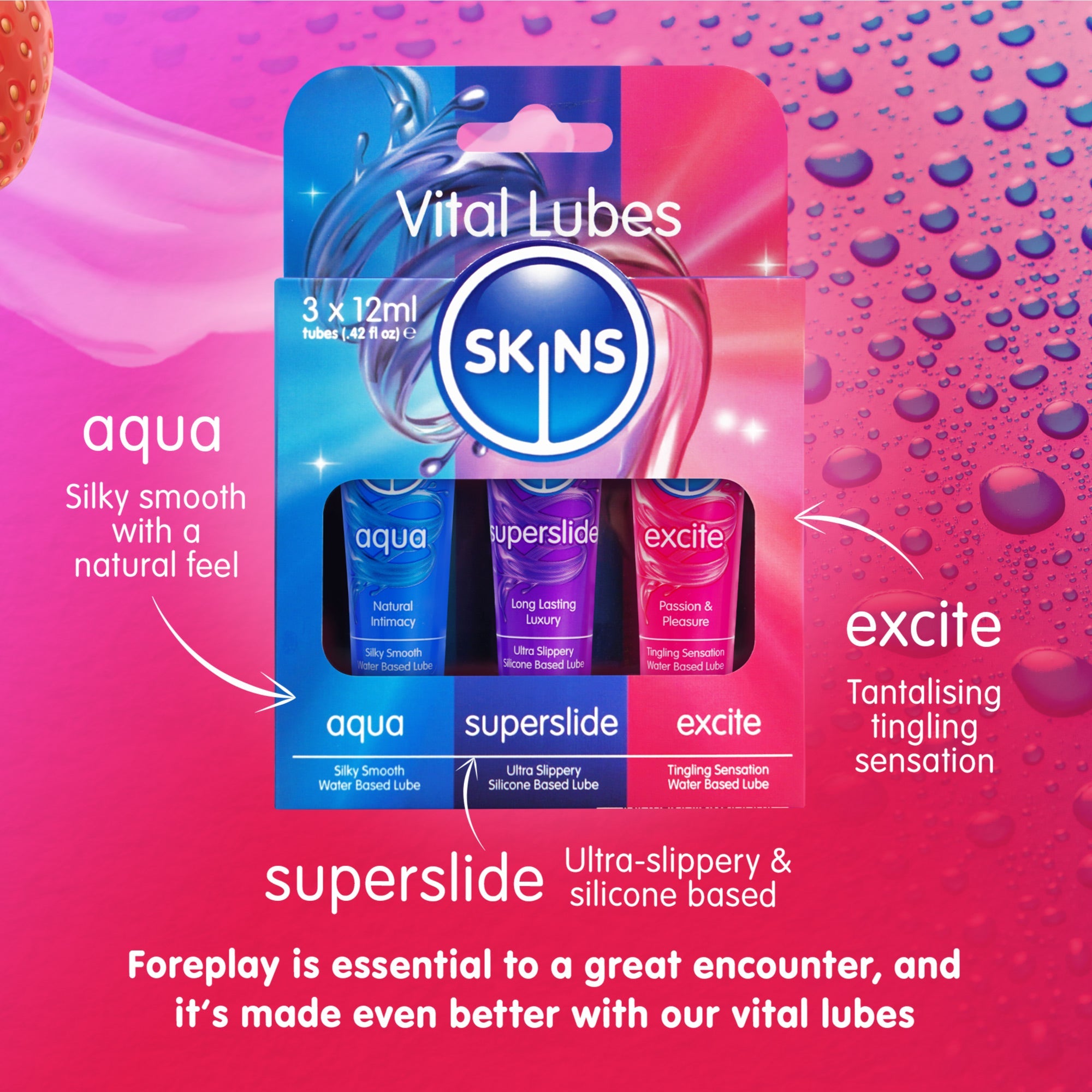 Skins Vital Lubes Sampler Tubes (3 x 12ml)